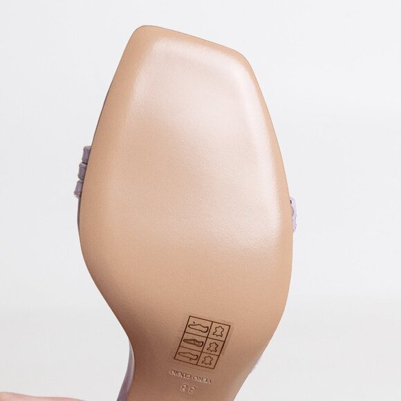 Anthropologie Lola Cruz Julia Sandals Kitten Heel Slingback Leather Lilac EU 38 - Picture 14 of 15